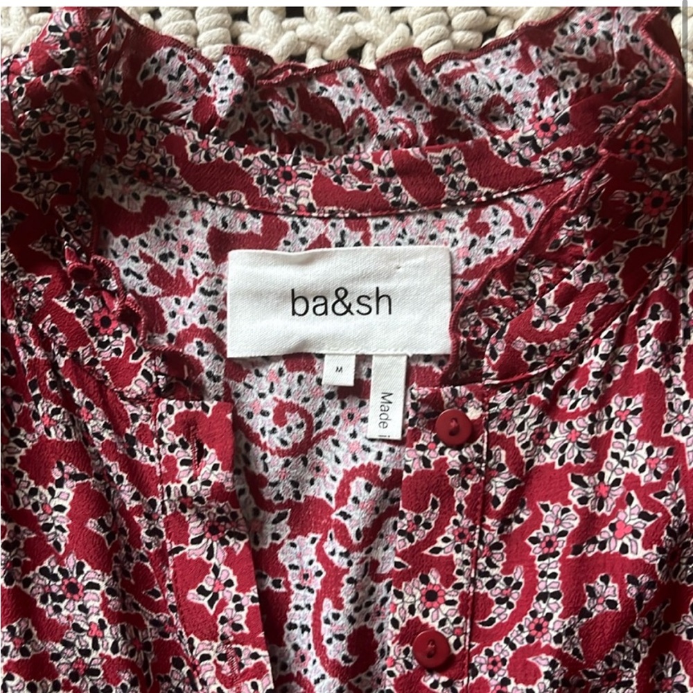 BA&SH Chelsea Wrap-effect Red Floral Print Crepe Dress 6 Like New - Picture 7 of 16